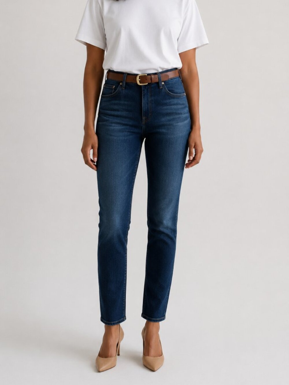 AG Mari High Rise Slim Straight Jeans Women's 26 Dark Wash 29 Inseam